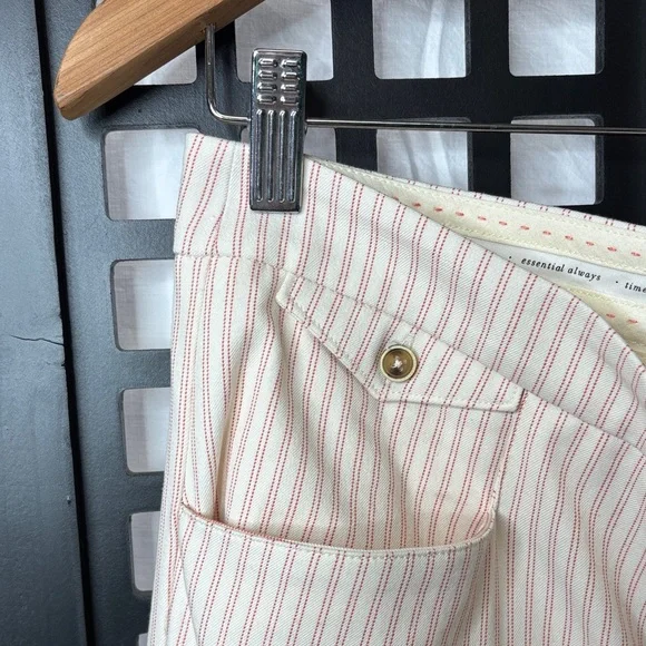 ๐ค Anthropologie Essential Slim Striped Cream Pants Size 12 ๐ค - Picture 5 of 16